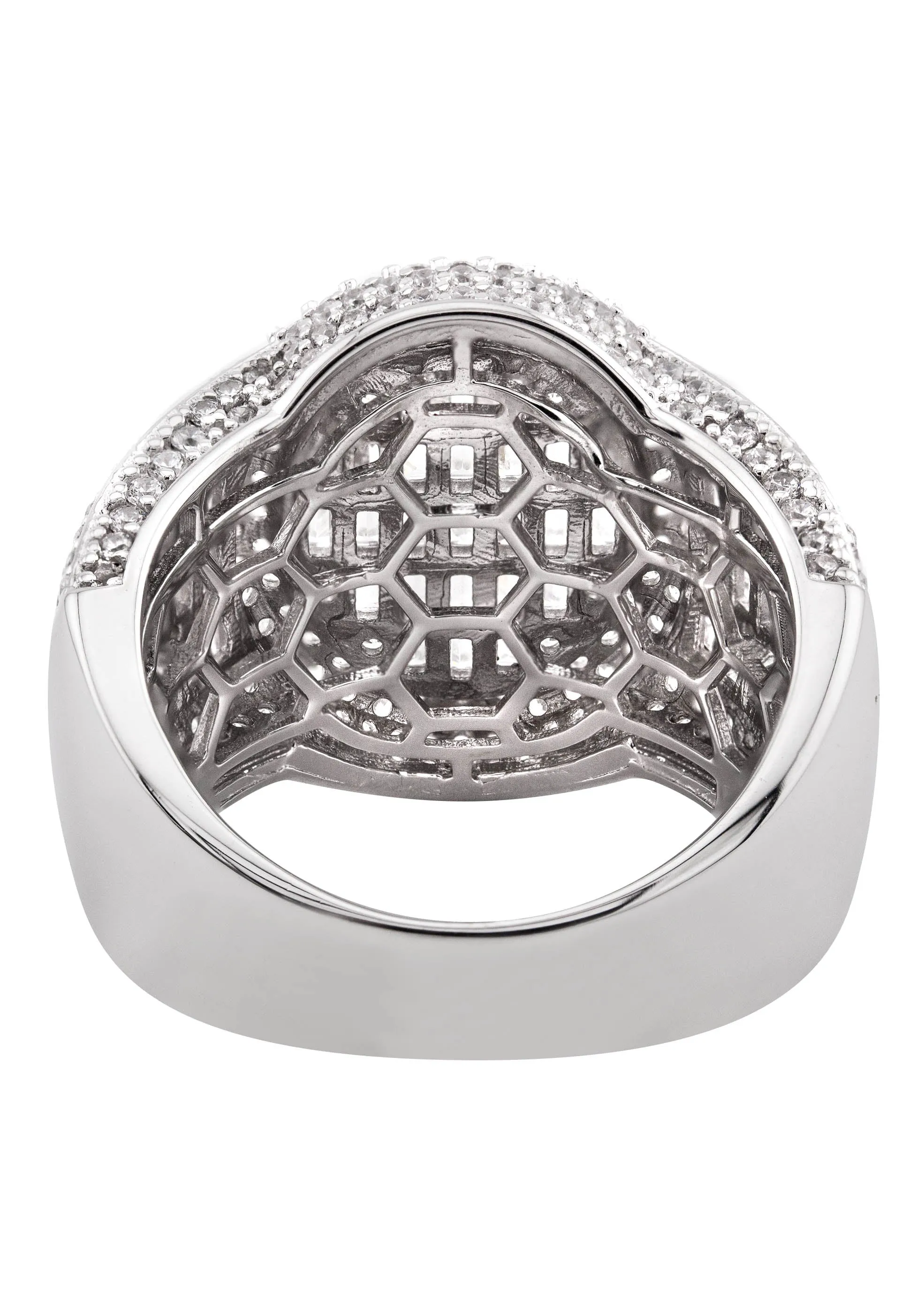 Mens Silver CZ Baguette Ring | Appx 12.7 Grams