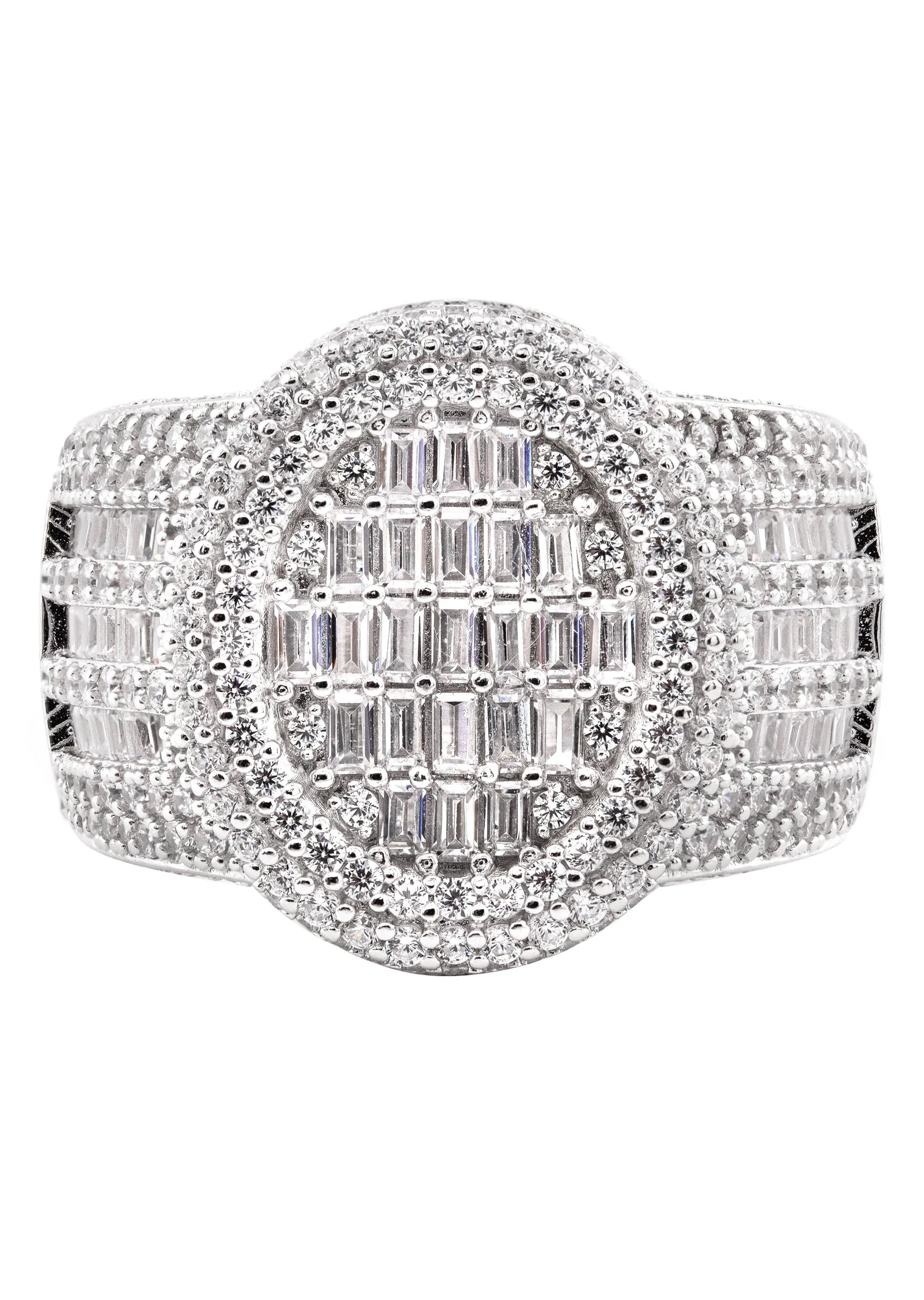 Mens Silver CZ Baguette Ring | Appx 12.7 Grams