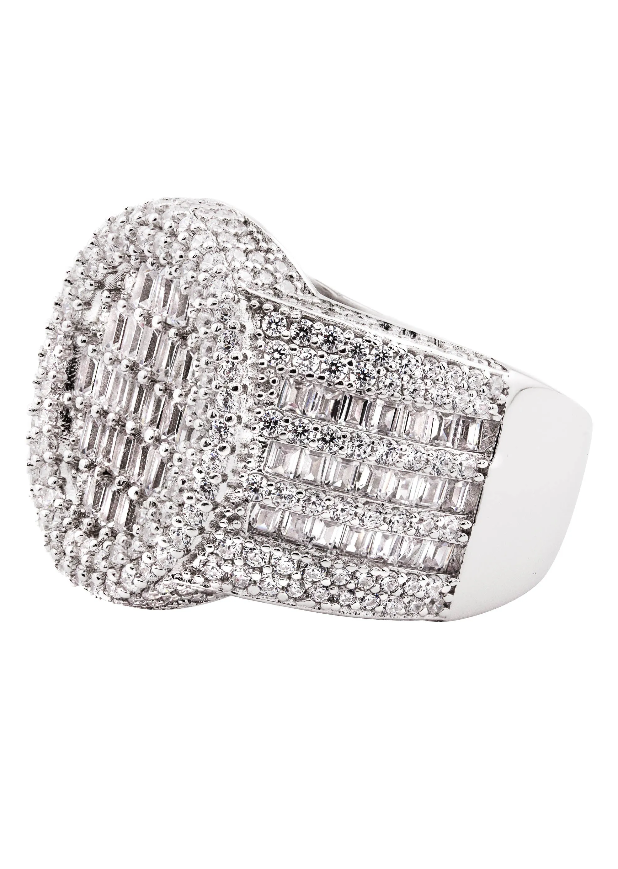 Mens Silver CZ Baguette Ring | Appx 12.7 Grams