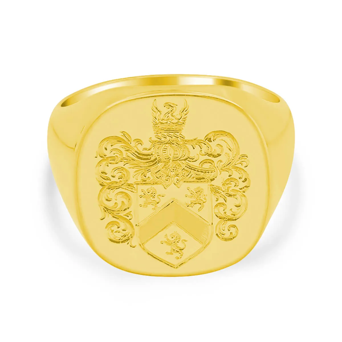 Men's Square Signet Ring - Large - Hand Engraved Family Crest / Logo