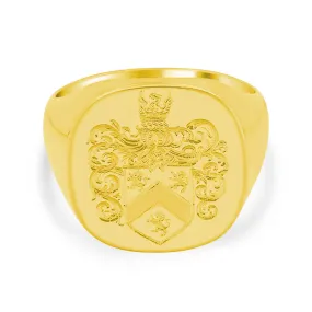 Men's Square Signet Ring - Large - Hand Engraved Family Crest / Logo