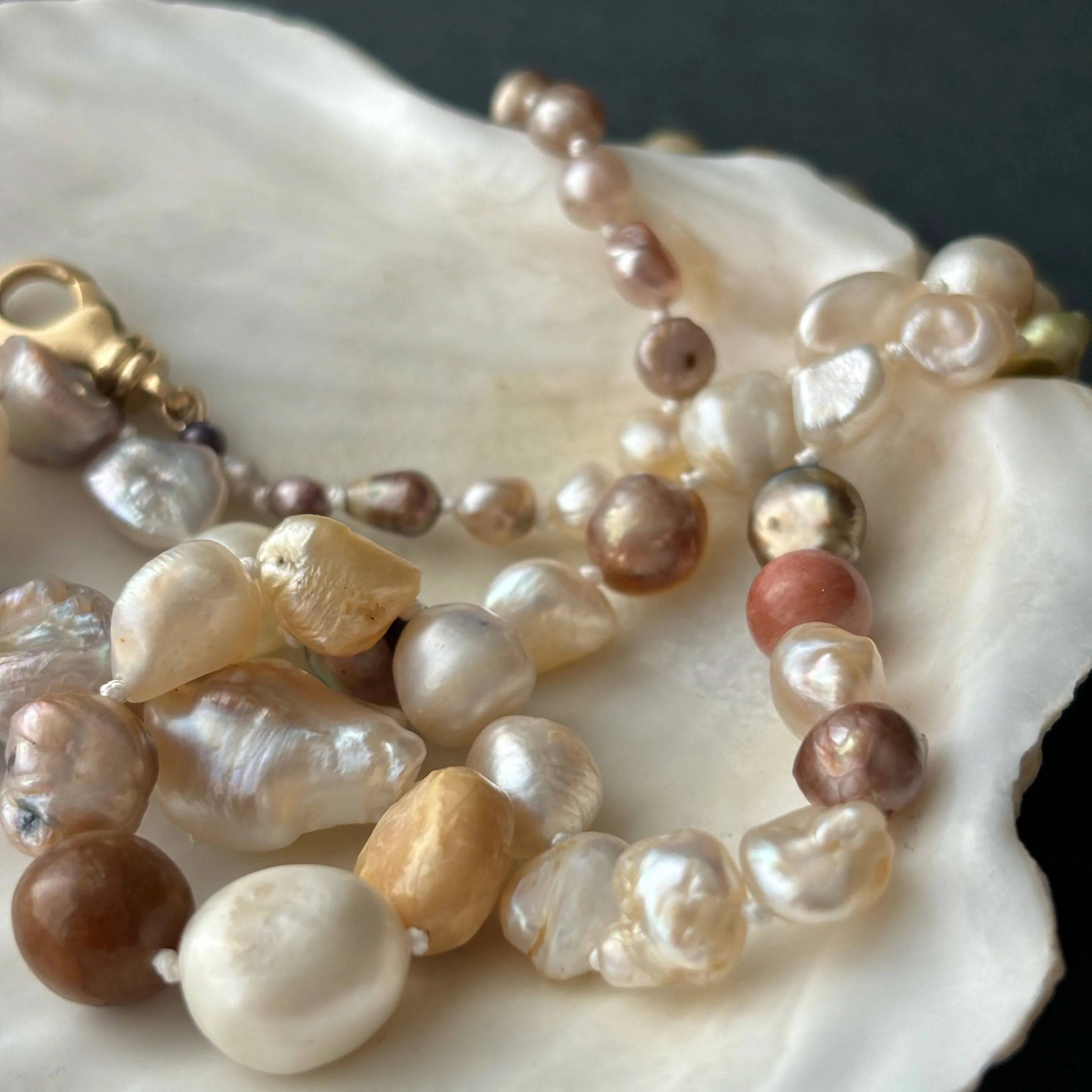 mermaids dream mixed wild found natural pearl necklace