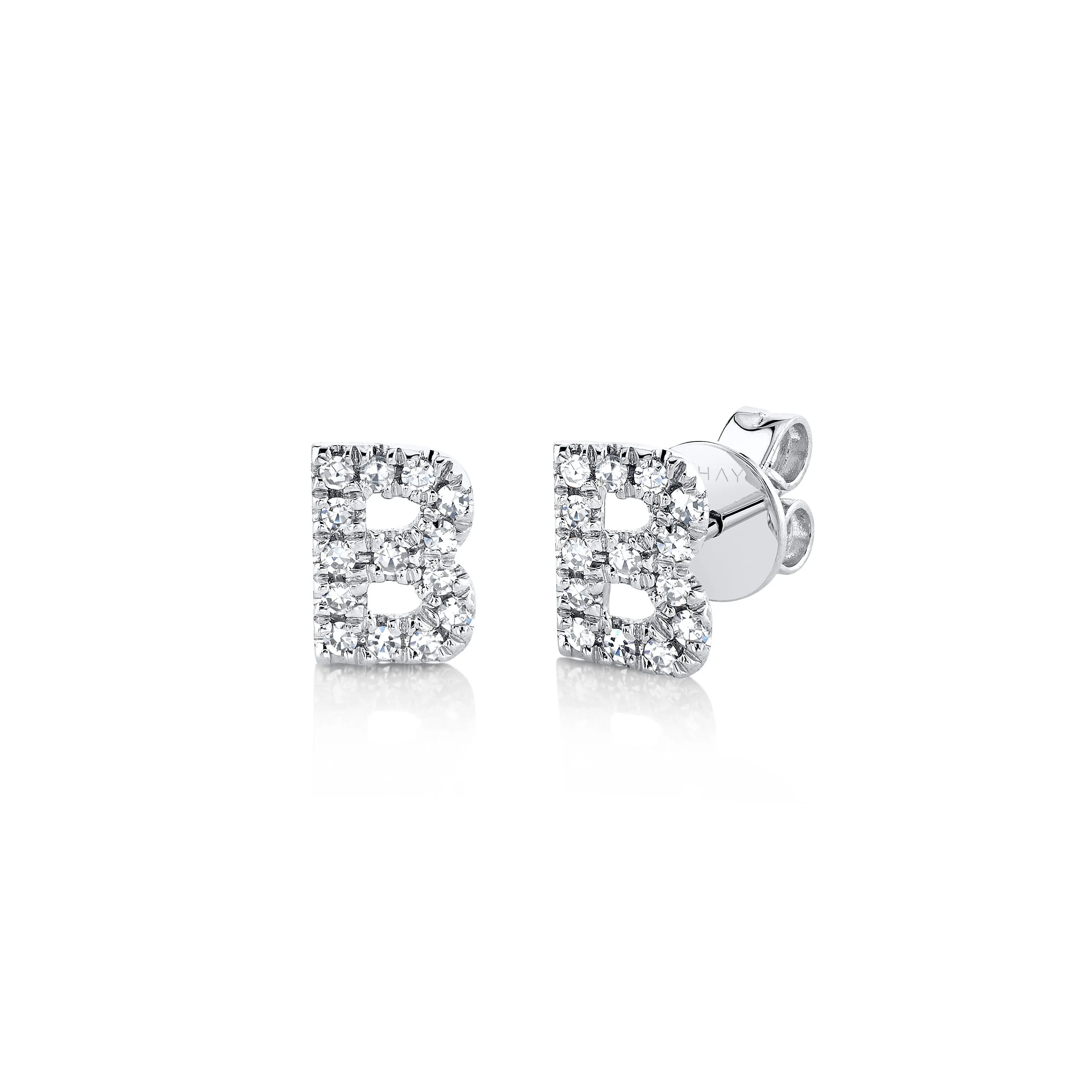 MINI ME DIAMOND PAVE INITAL STUDS