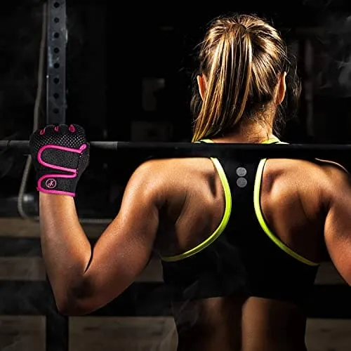 MOREOK Workout Gloves Gym Gloves for Men/Women, [3MM Gel Pad] [3/4 Finger] Weight Lifting Gloves Fitness Gloves for Powerlifting,Exercise,Fitness,Training Pink-L