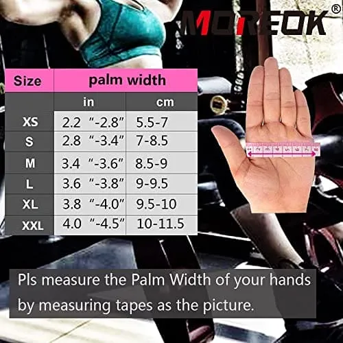 MOREOK Workout Gloves Gym Gloves for Men/Women, [3MM Gel Pad] [3/4 Finger] Weight Lifting Gloves Fitness Gloves for Powerlifting,Exercise,Fitness,Training Pink-L