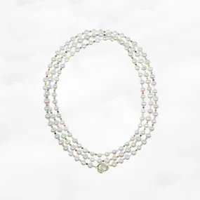 Multi-style 6mm Pearl Opera Necklace (Colorful Zirconia)
