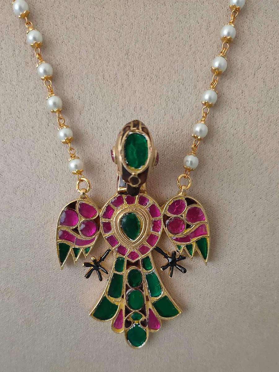 Multicolor Gold Plated Jadau Kundan Necklace - MN141