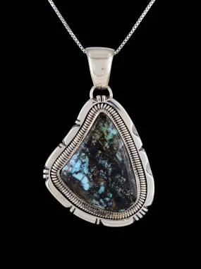 Native American Blue Diamond Turquoise Sterling Silver Pendant