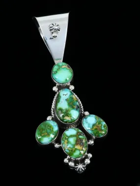 Native American Sonoran Gold Turquoise Sterling Silver Pendant