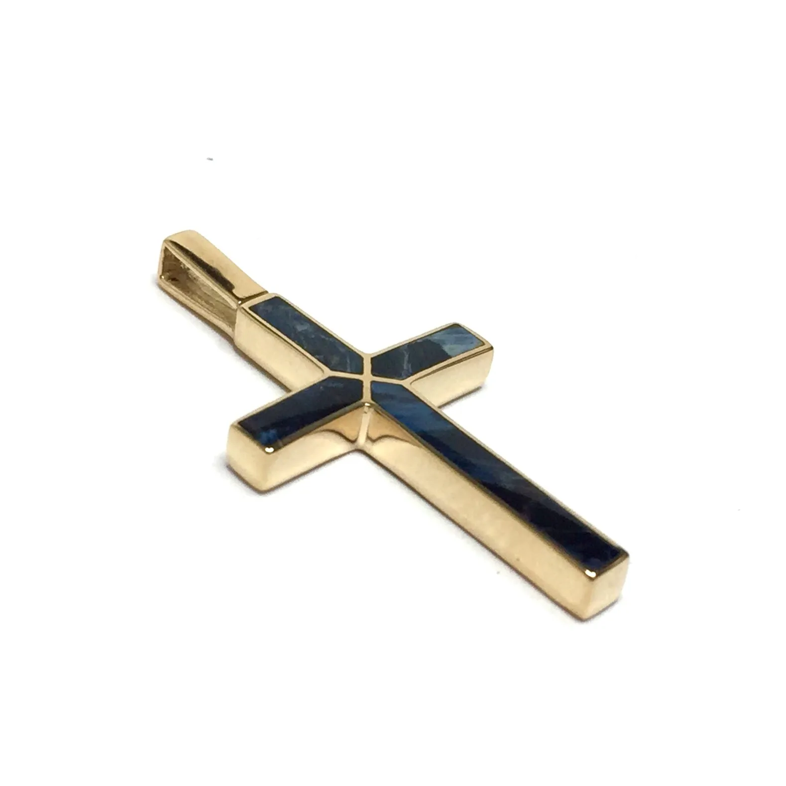 Natural pietersite 4 section inlaid cross pendant