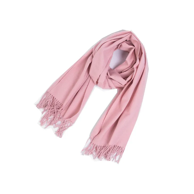 New Autumn Winter Full-polyester Tassel Solid-colored Versatile Scarf