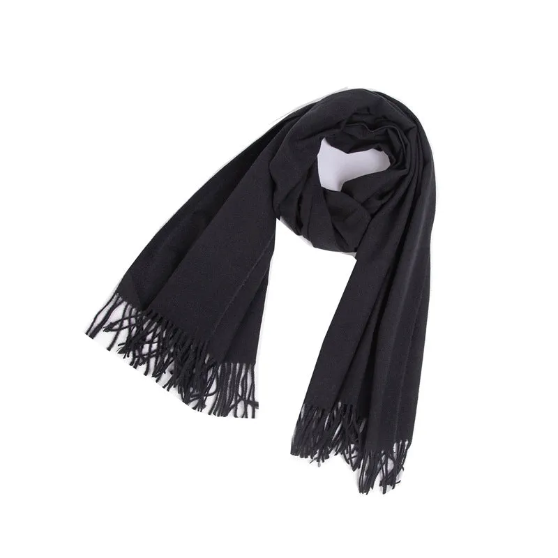 New Autumn Winter Full-polyester Tassel Solid-colored Versatile Scarf