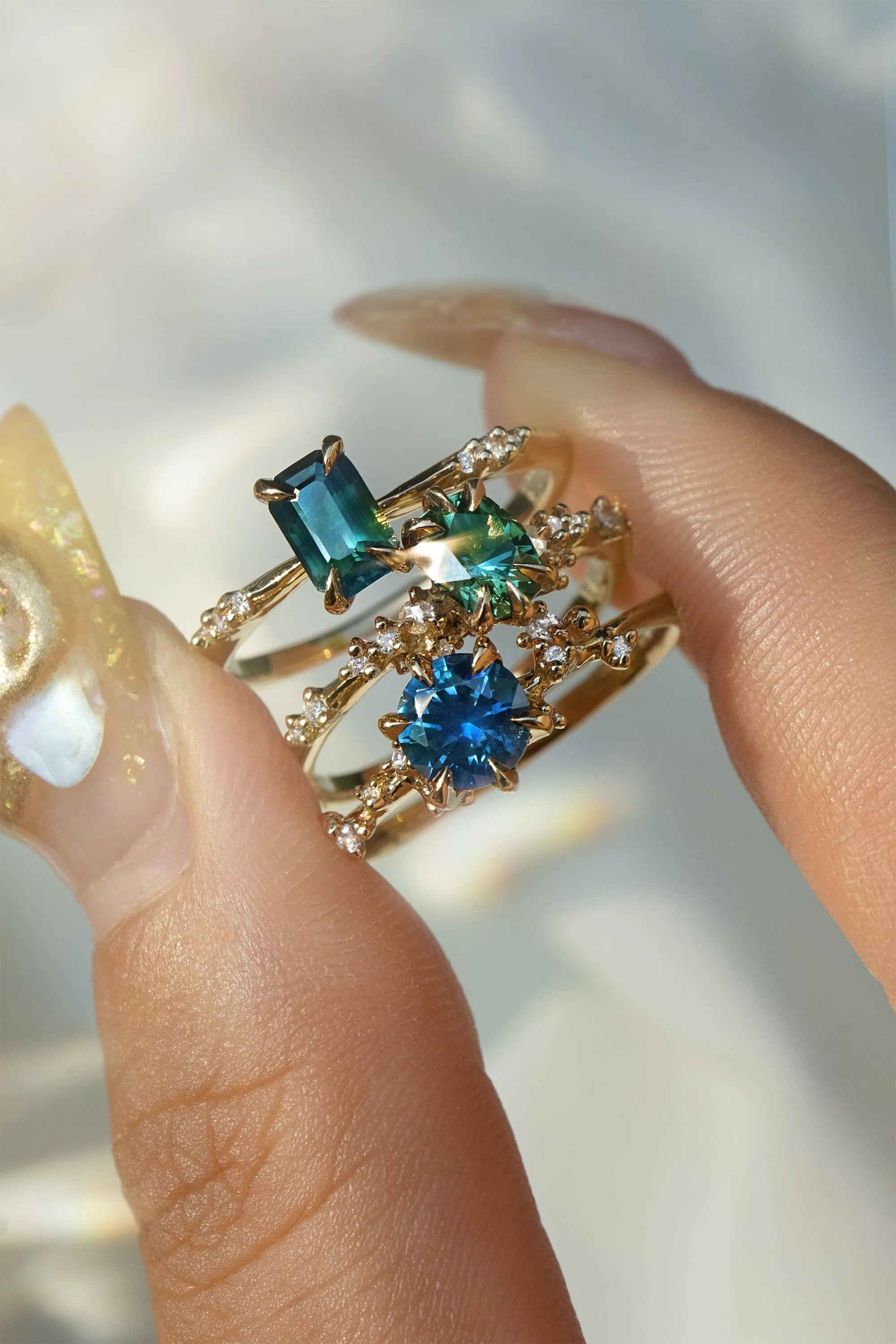 Ocean Blue Sapphire Asrai Garden Ring