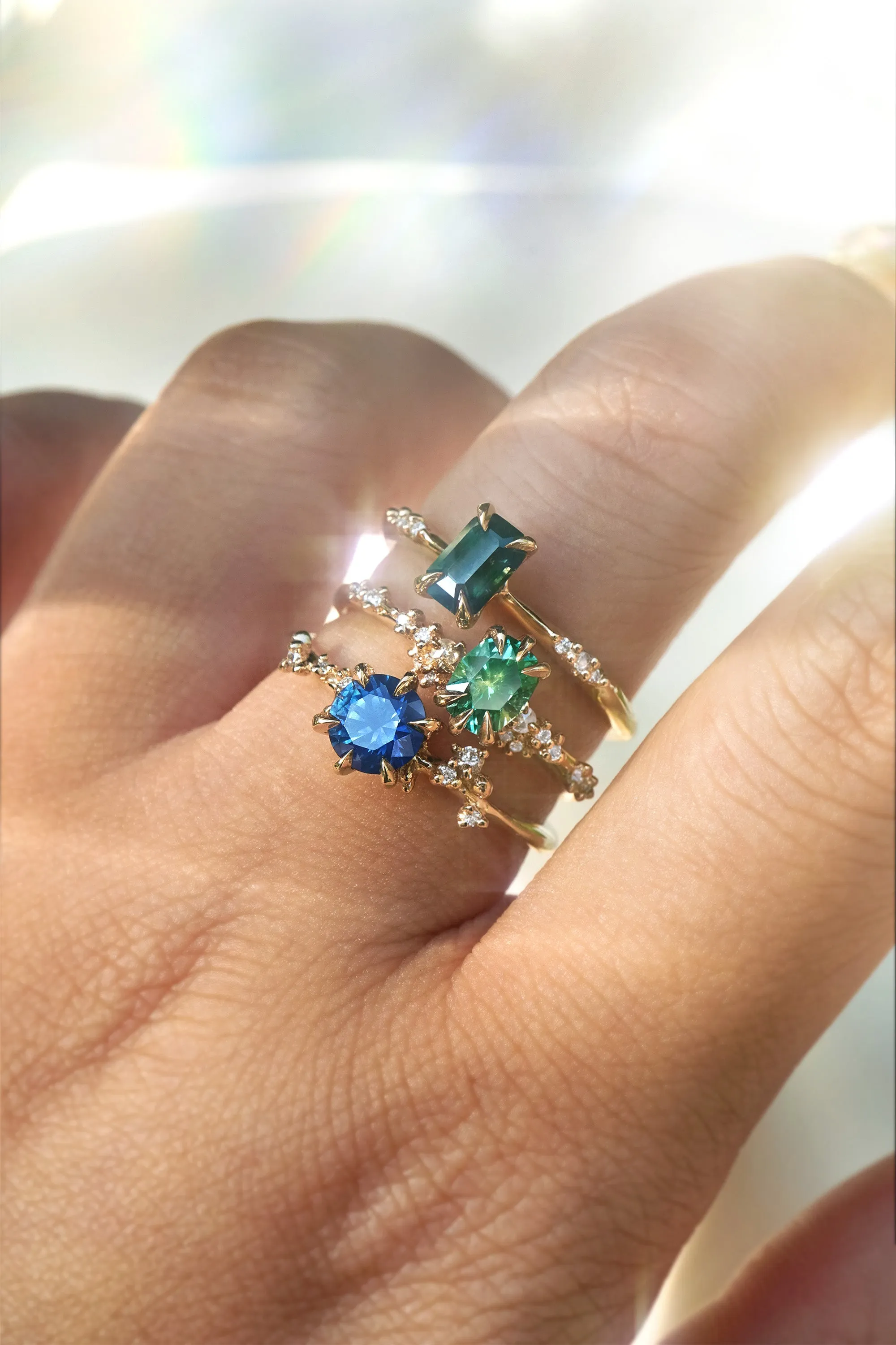 Ocean Blue Sapphire Asrai Garden Ring