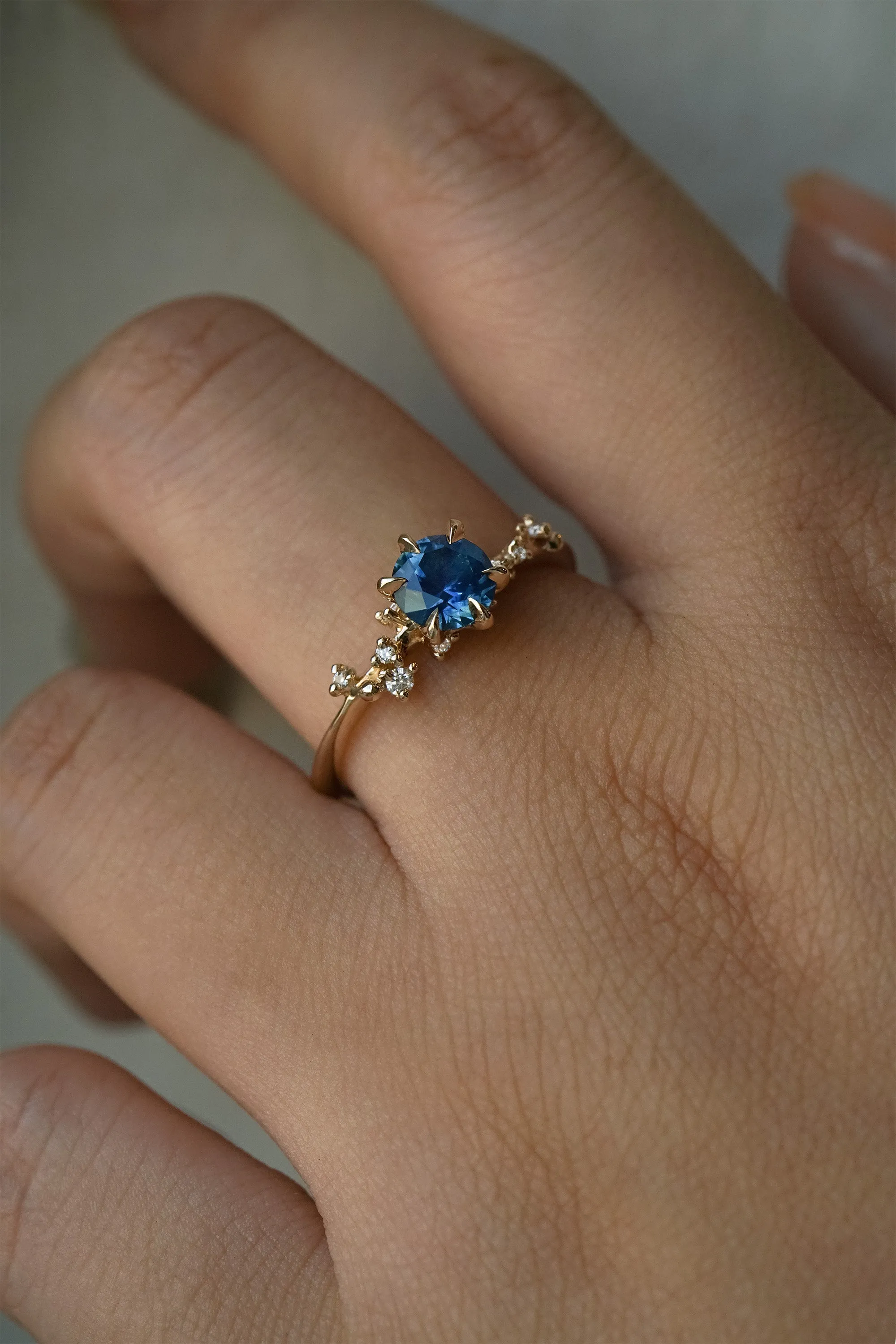 Ocean Blue Sapphire Asrai Garden Ring