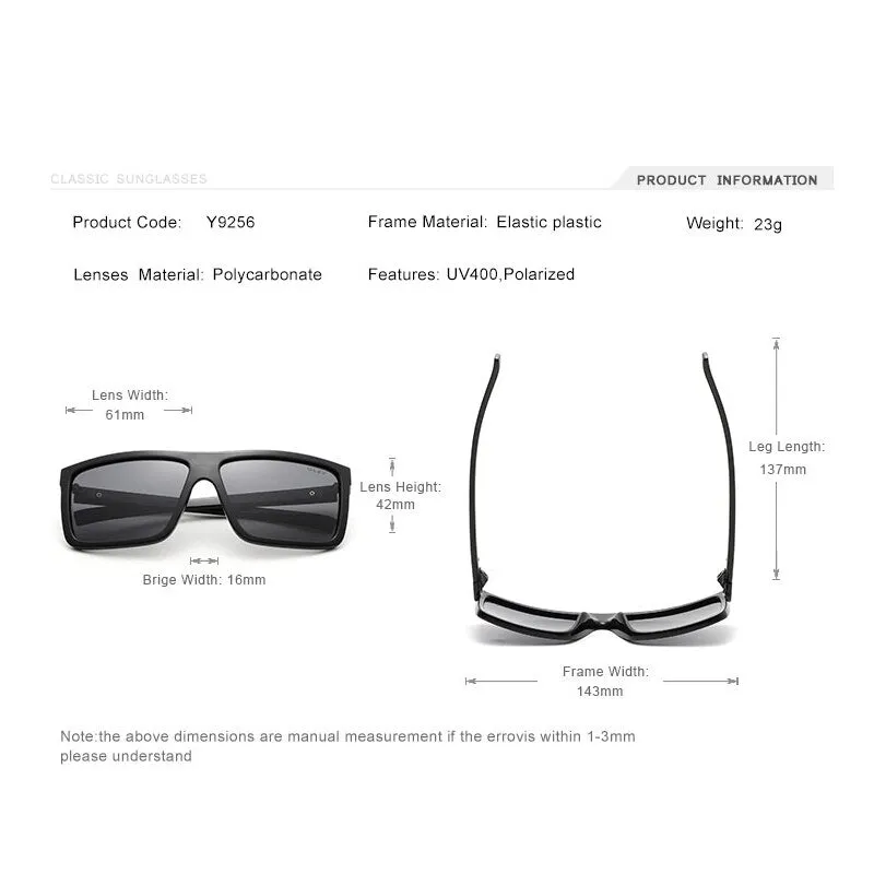 Oley Unisex Square Tr 90 Polarized Sunglasses Y9256