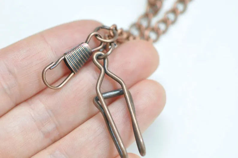 One Strand 14.7 Inch (37.5cm) Pocket Watch Chain Bronze/Copper/Gunmetal Back/Gold