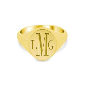 Oval Bodoni Three Letter Monogram Women's Signet Ring
