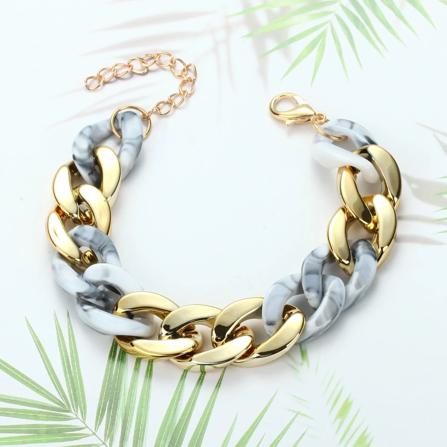 Paneled Multicolor Acrylic Chain Bracelet
