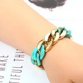 Paneled Multicolor Acrylic Chain Bracelet