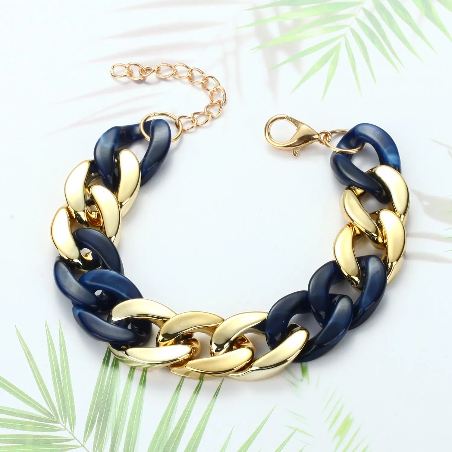 Paneled Multicolor Acrylic Chain Bracelet