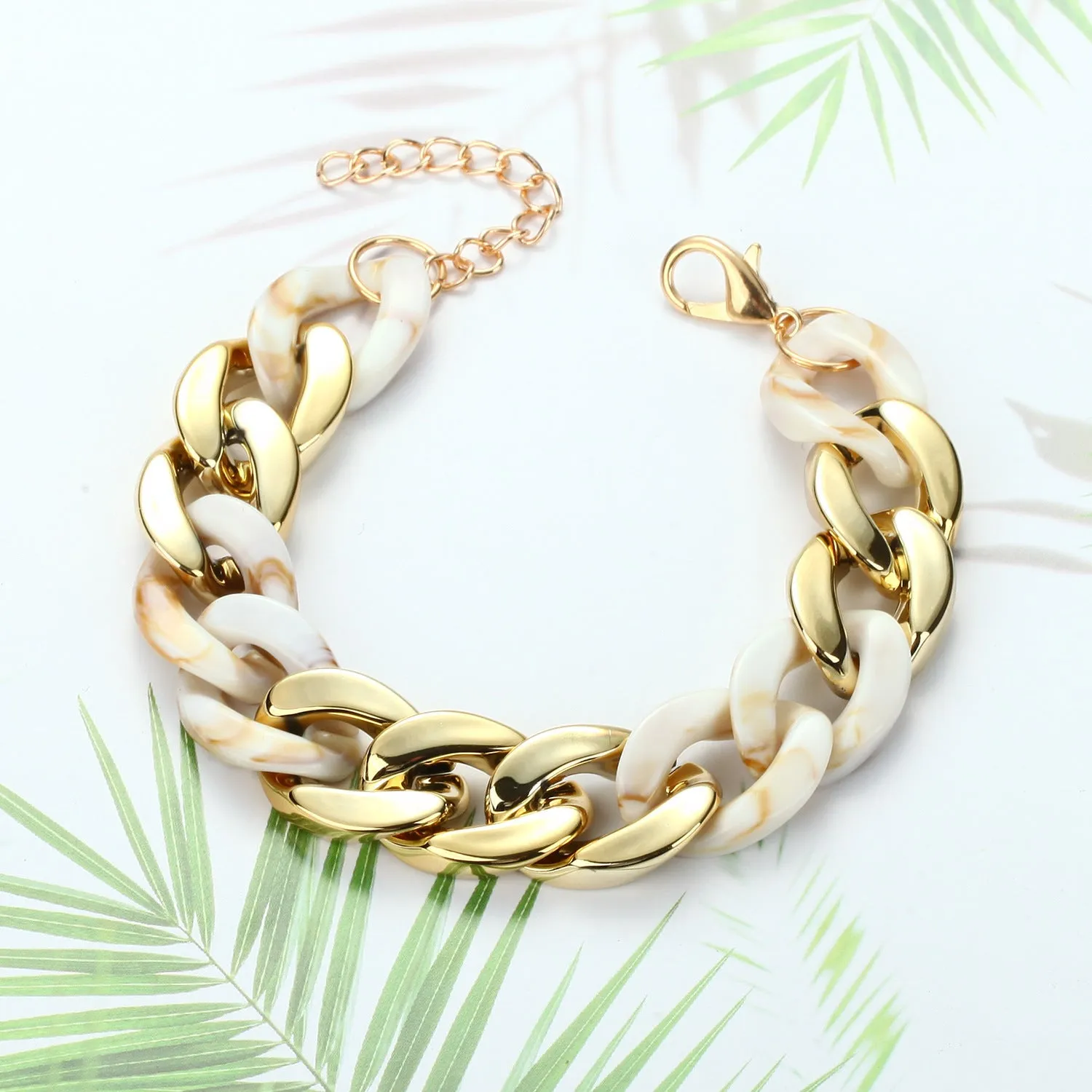 Paneled Multicolor Acrylic Chain Bracelet