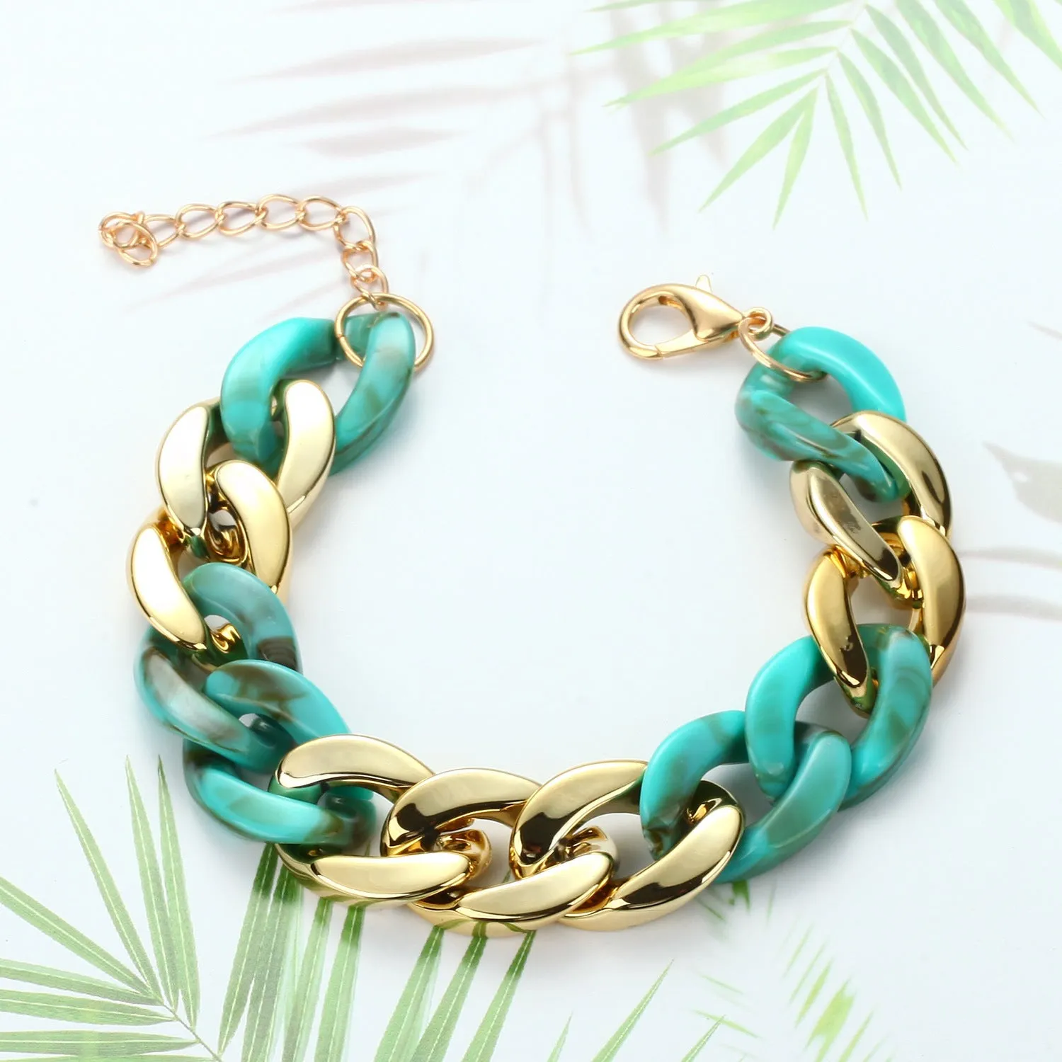 Paneled Multicolor Acrylic Chain Bracelet