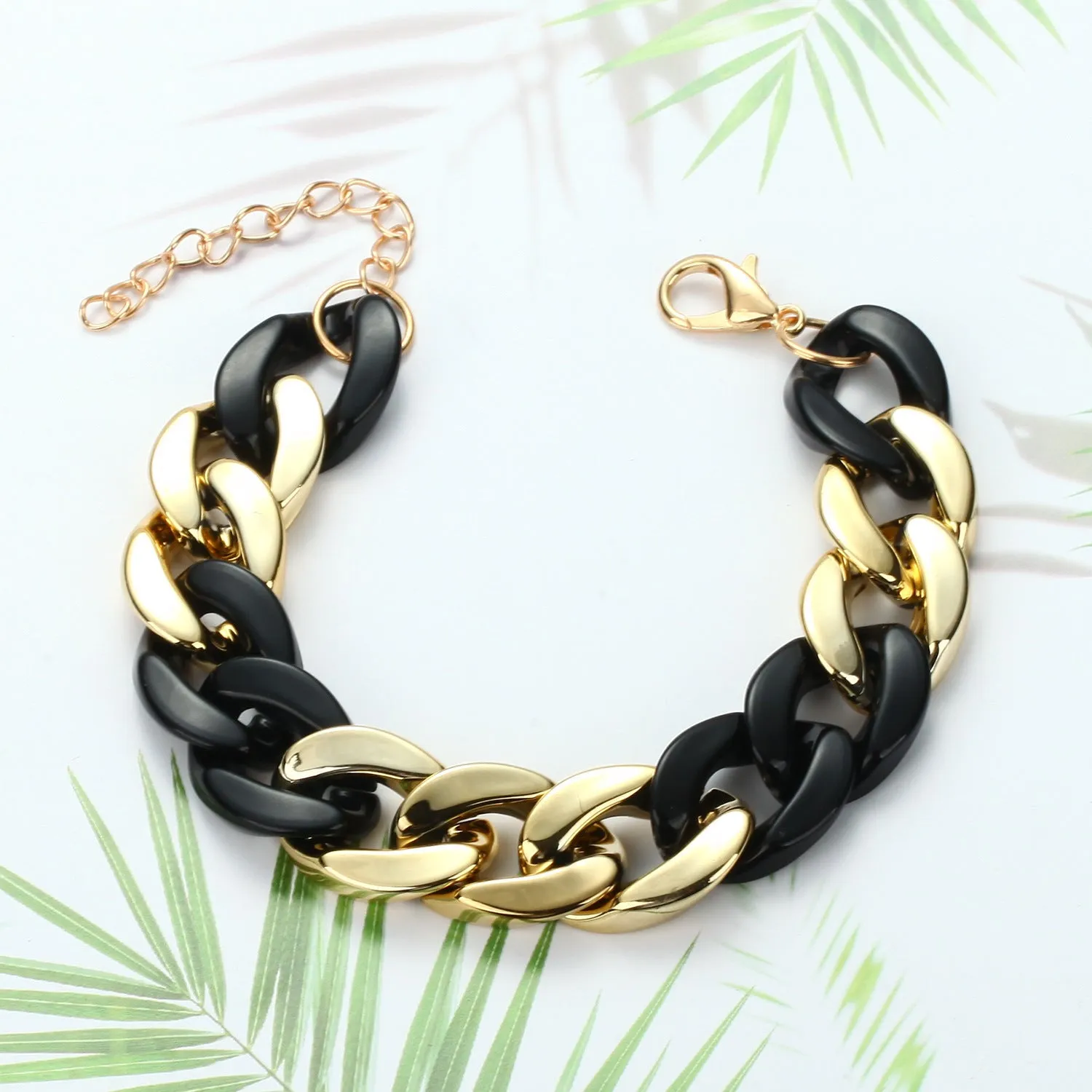 Paneled Multicolor Acrylic Chain Bracelet