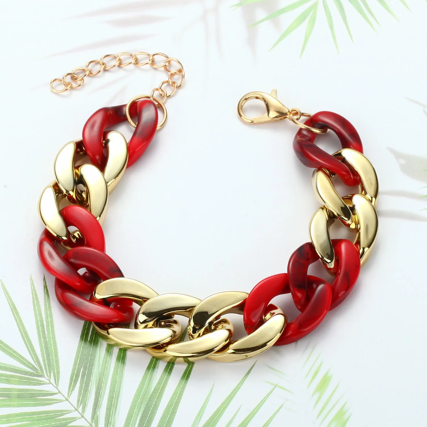 Paneled Multicolor Acrylic Chain Bracelet