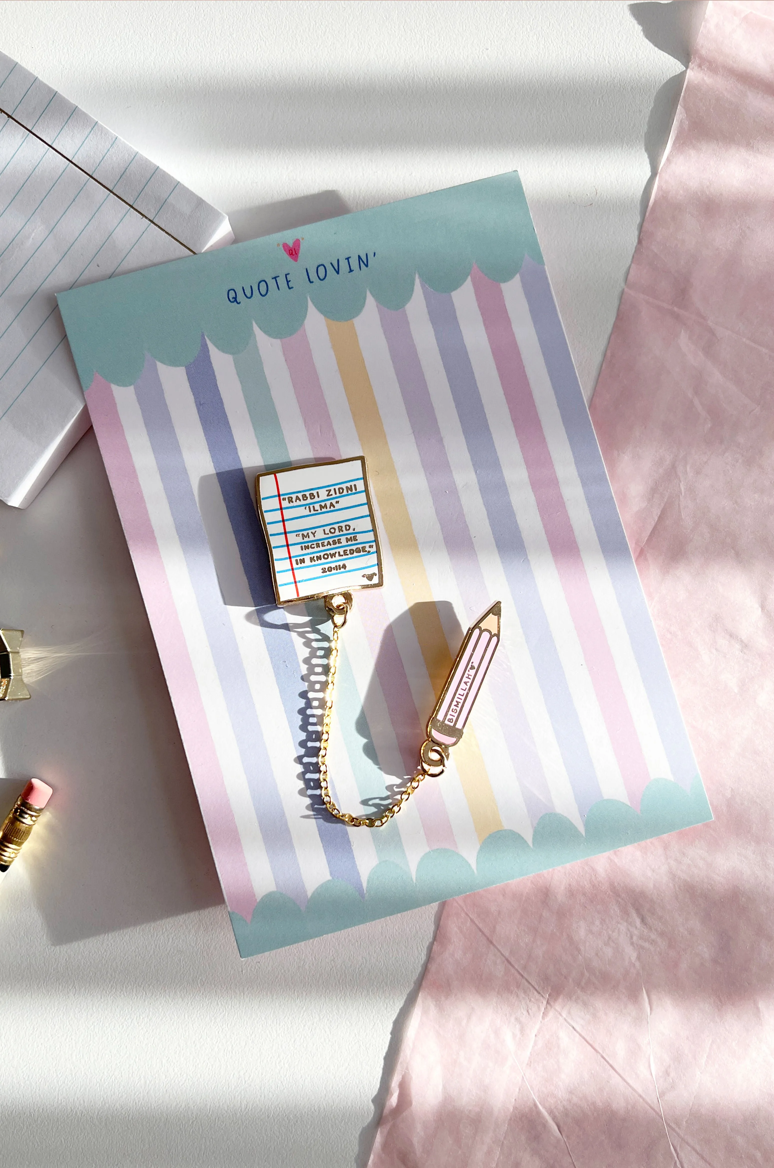 Paper & pencil chain pins | Quote Lovin' | Eid gifts