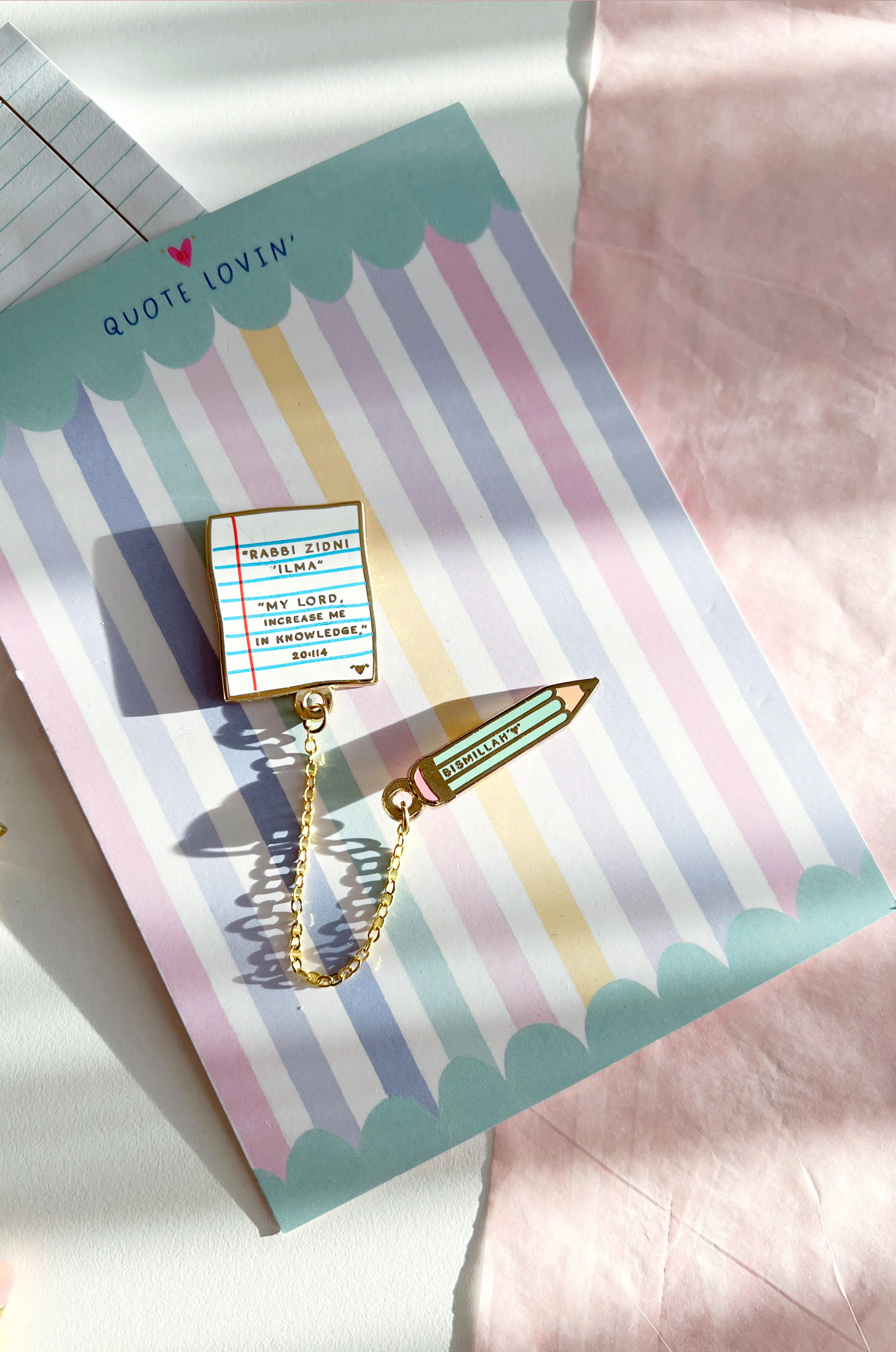Paper & pencil chain pins | Quote Lovin' | Eid gifts