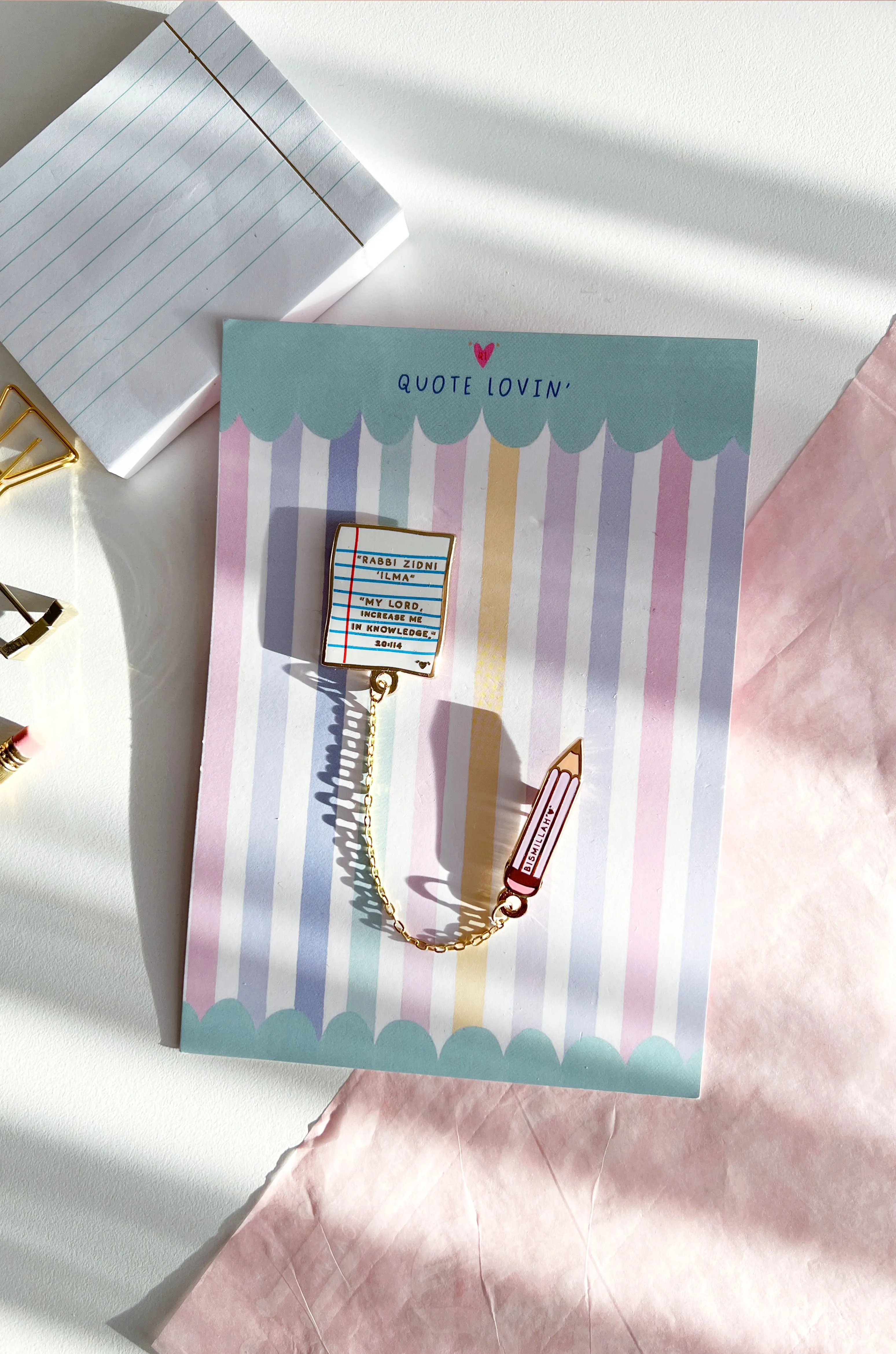 Paper & pencil chain pins | Quote Lovin' | Eid gifts