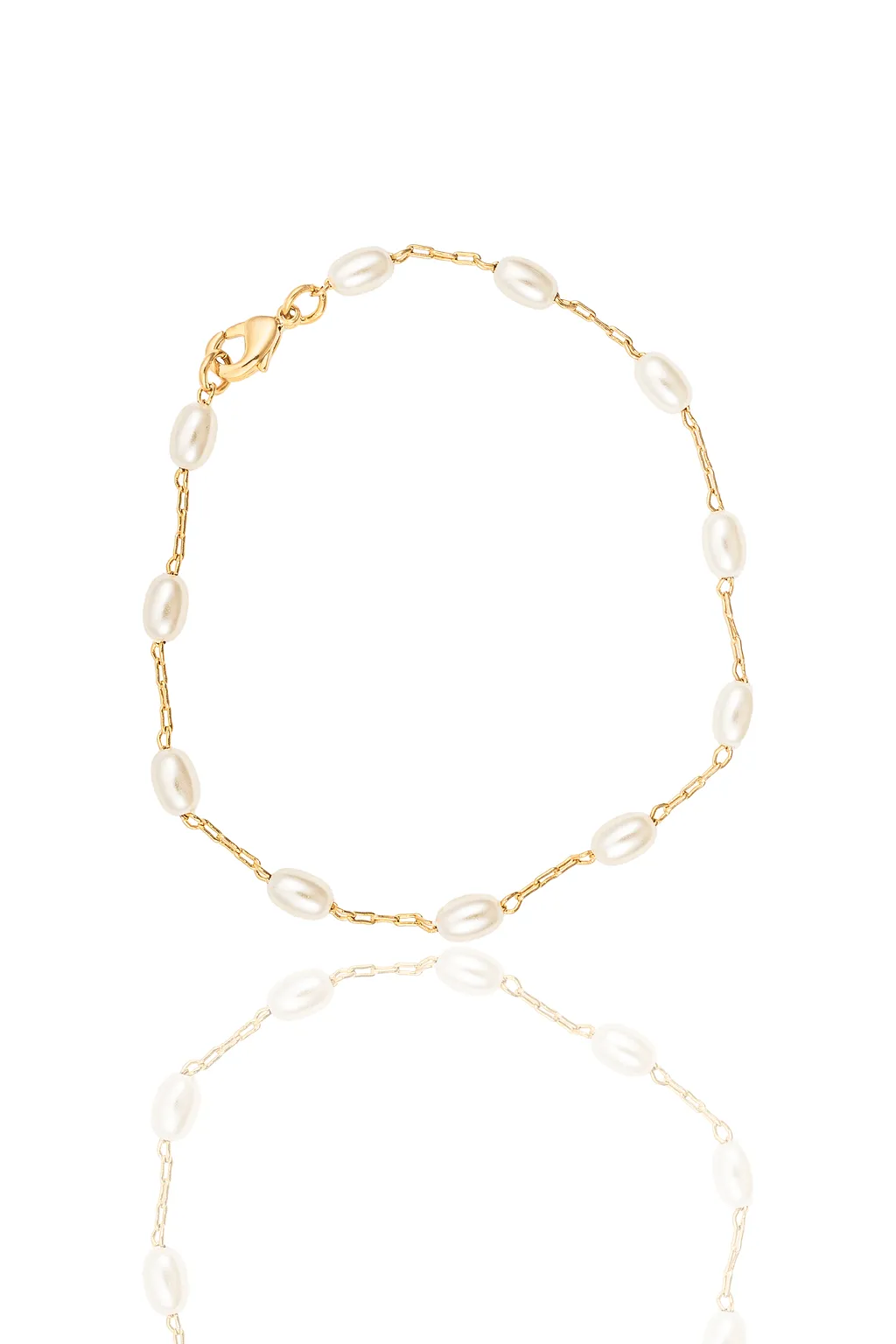 Paperclip Chain Linked Oval Pearl Necklace (G89/I97/E221)