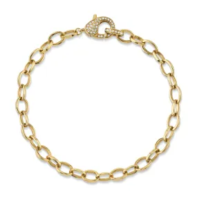 Pave Diamond Clasp Chain Bracelet
