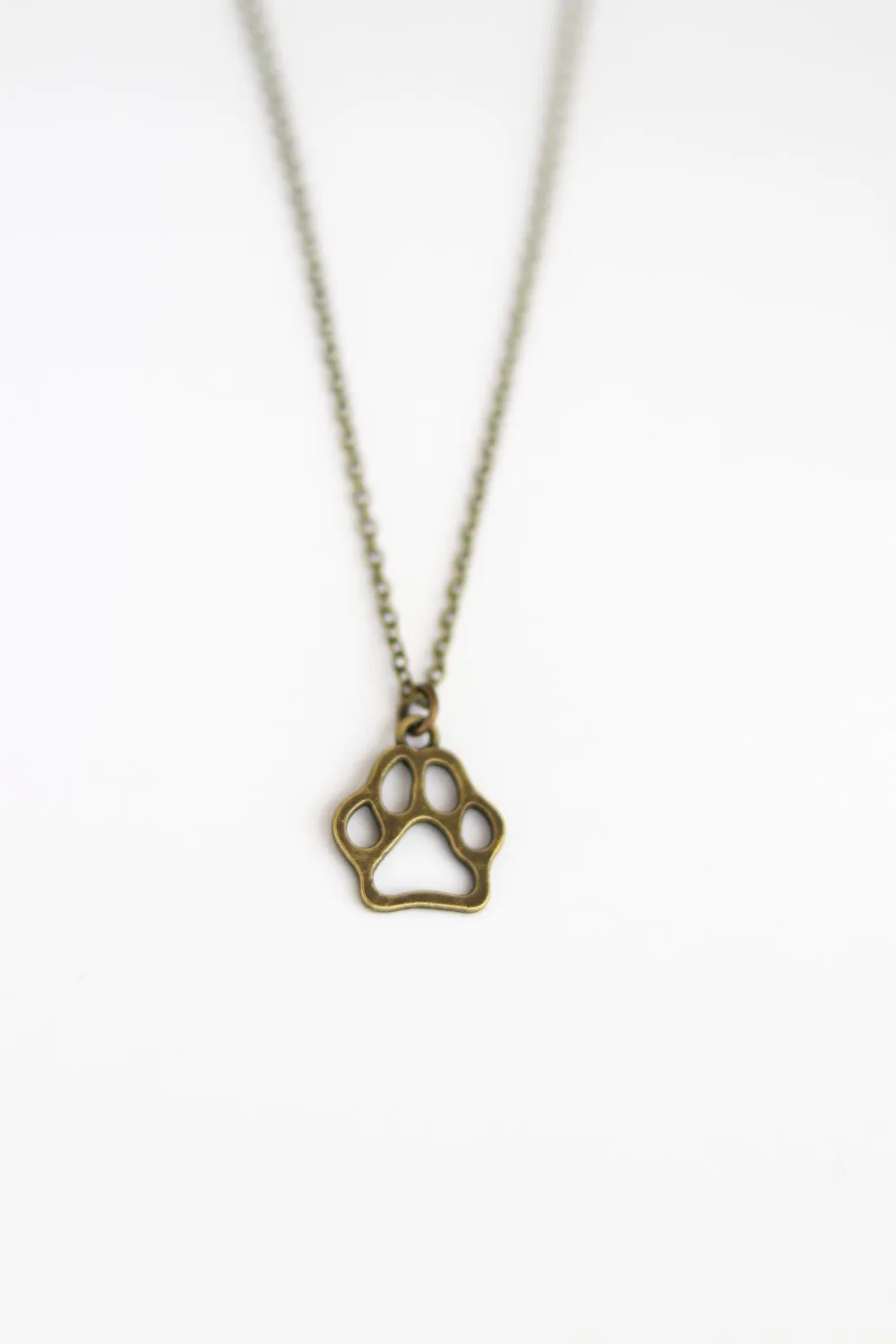 Paw necklace for men, chain necklace with a bronze dog cat paw pendant, pet necklace, animal lovers