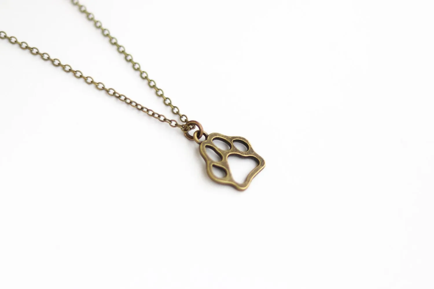 Paw necklace for men, chain necklace with a bronze dog cat paw pendant, pet necklace, animal lovers