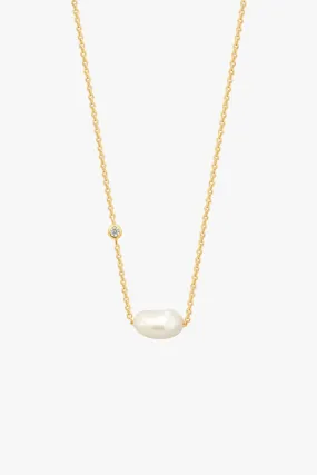 Pearl Bar Gold Necklace