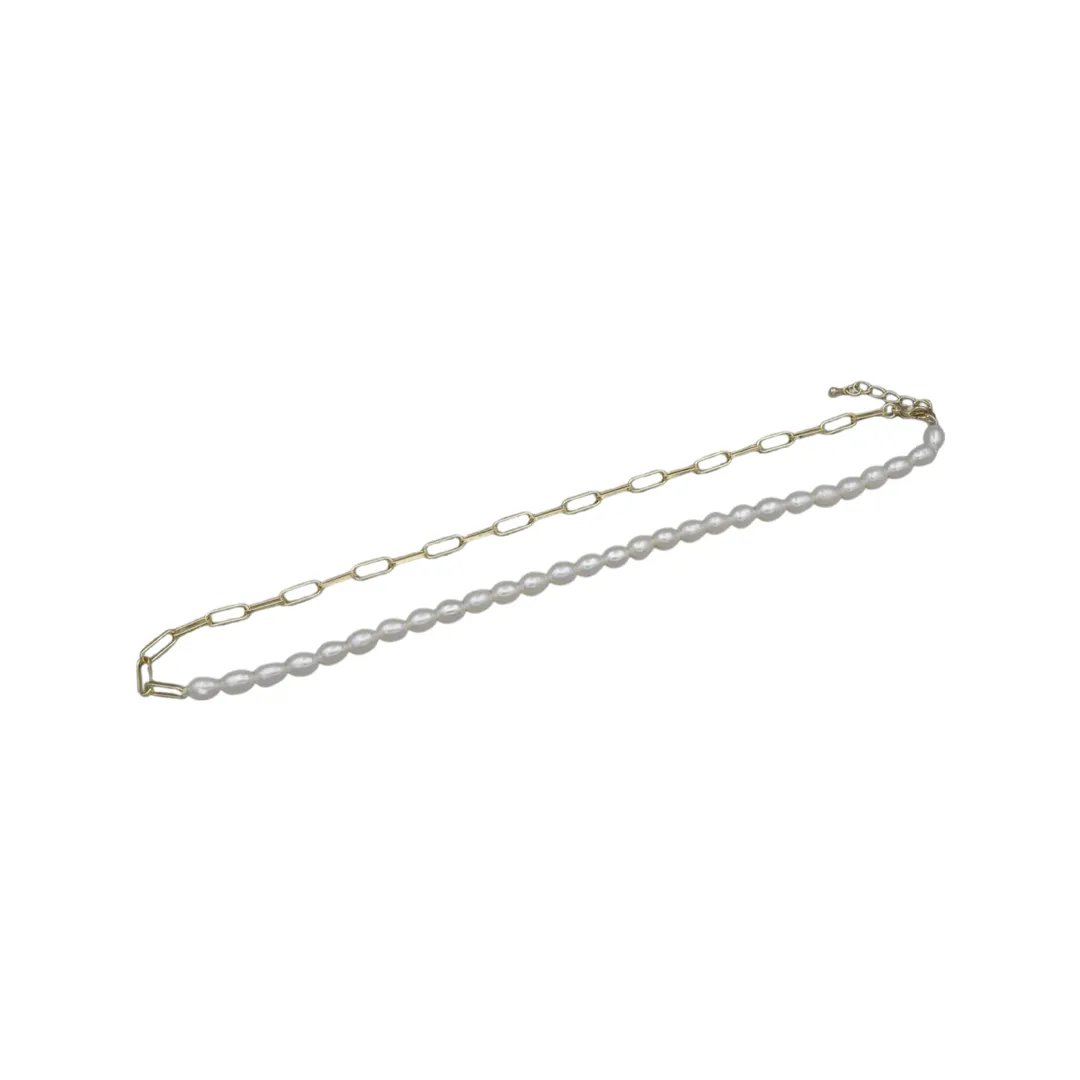 Pearl Paperclip Chain Necklace