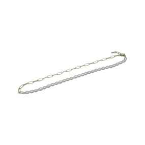 Pearl Paperclip Chain Necklace