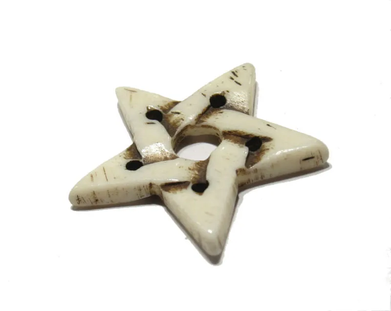 Pentagram Star Carved Cowbone Pendant