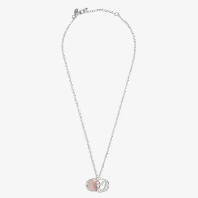 Perla Pink Mother Of Pearl Heart Silver 46cm   5cm Extender Necklace 5406