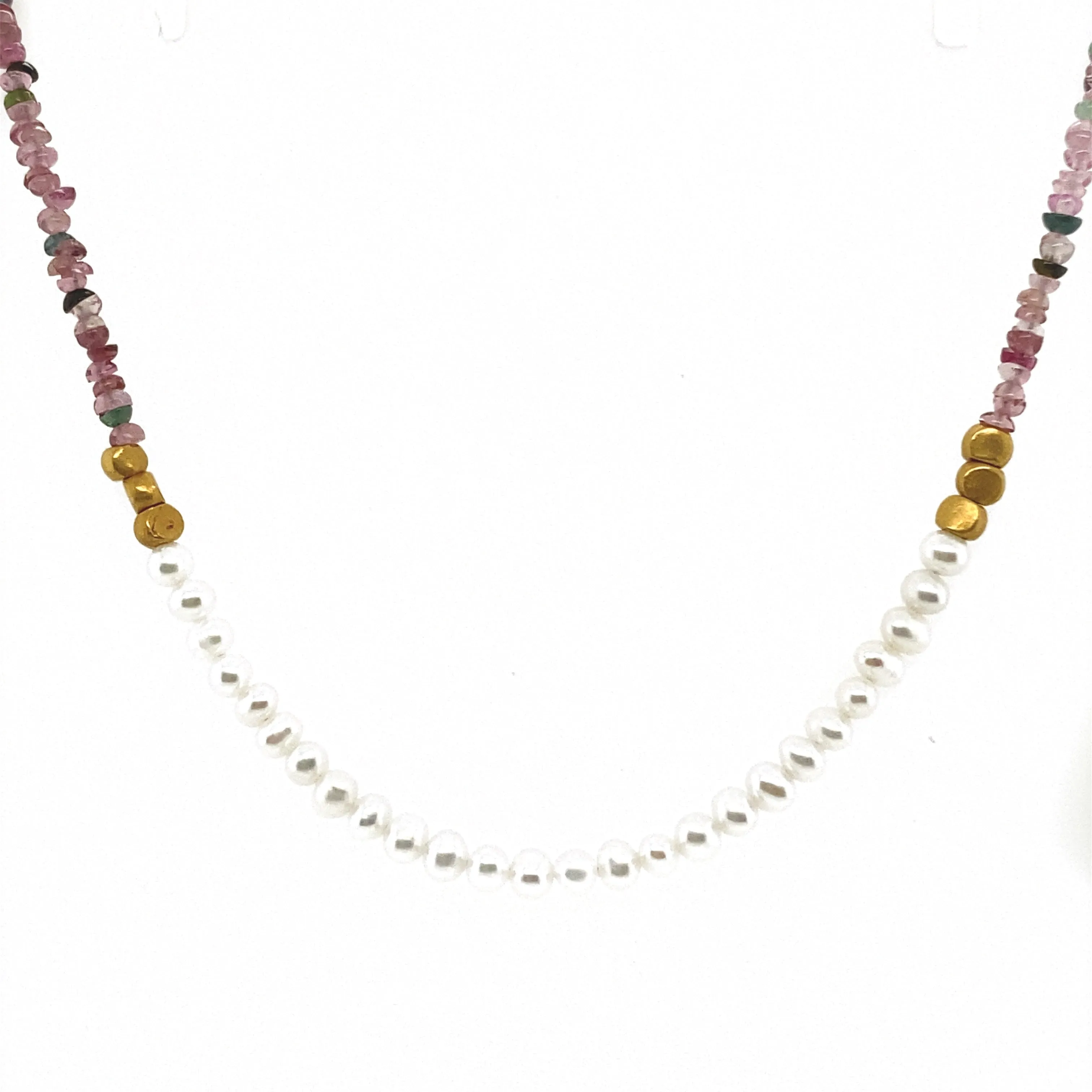 Petite Tourmaline & Pearl Beaded Necklace