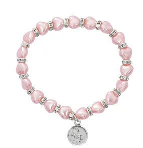 Pink Baby Stretch Bracelet and Pewter Angel Boxed  - BR37