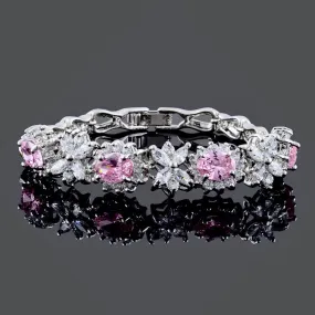 "Ena" - Pink Cubic Zirconia Bridal Bracelet