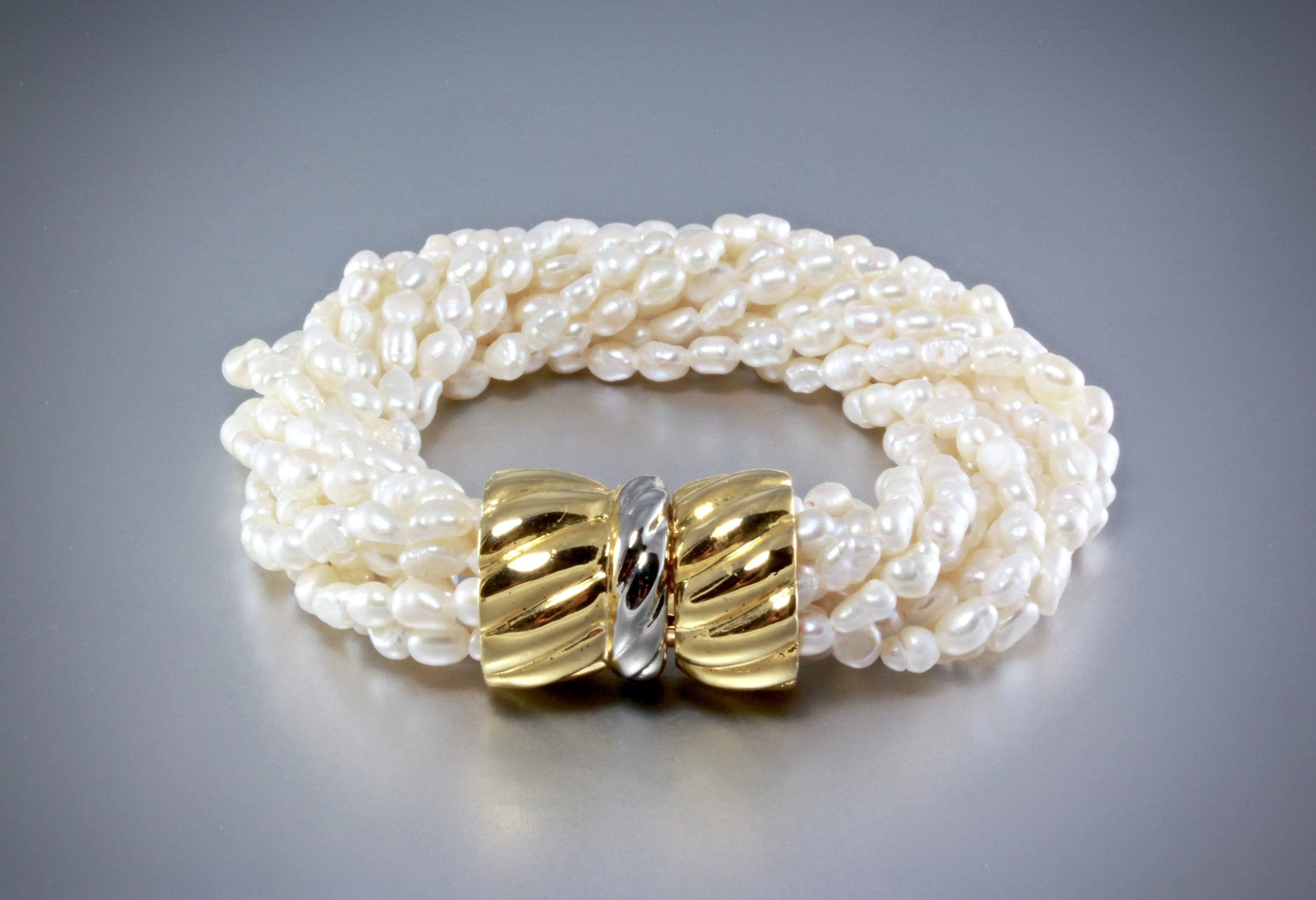 "London" - Multi-Strand Freshwater Pearl Bridal Bracelet