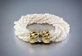 "London" - Multi-Strand Freshwater Pearl Bridal Bracelet
