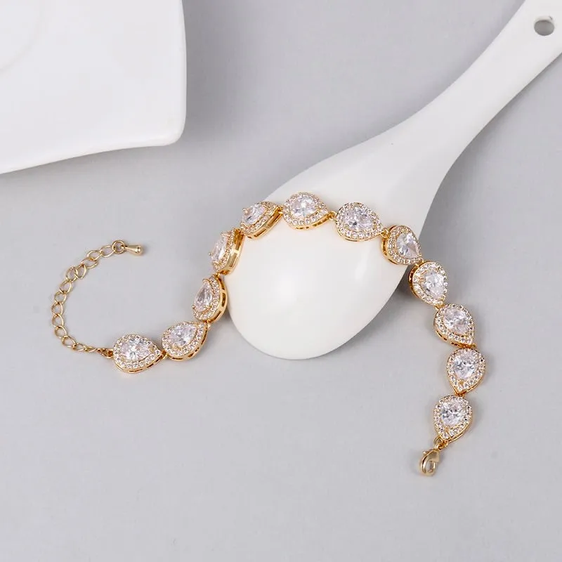 "Raïsa" - CZ Bridal Bracelet and Earrings Set - Available in Silver, Rose Gold and Yellow Gold