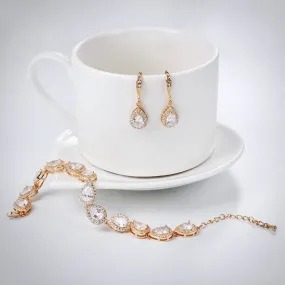 "Raïsa" - CZ Bridal Bracelet and Earrings Set - Available in Silver, Rose Gold and Yellow Gold