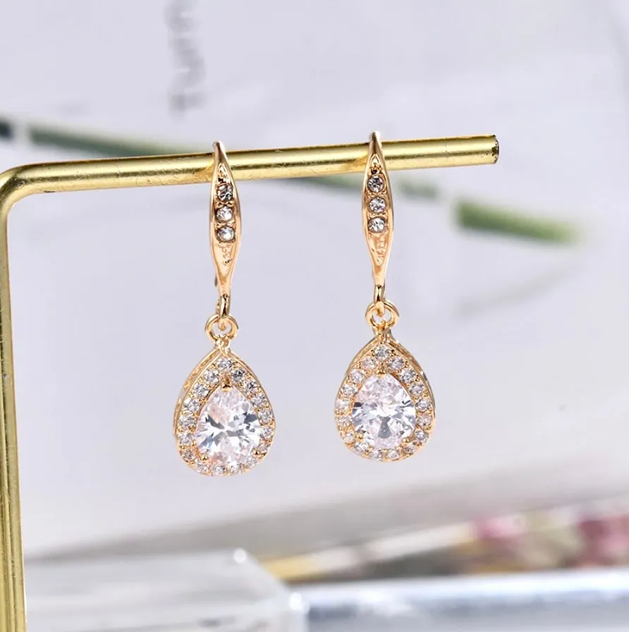 "Raïsa" - CZ Bridal Bracelet and Earrings Set - Available in Silver, Rose Gold and Yellow Gold