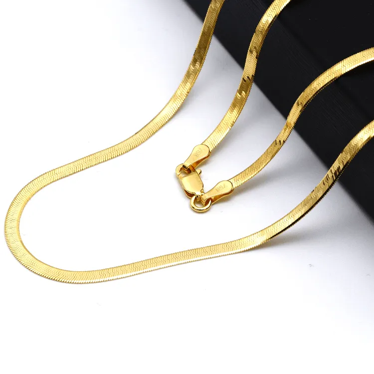 Real Gold Omega Snake Herringbone Belt Chain Necklace 0707 (40 C.M) CH1227